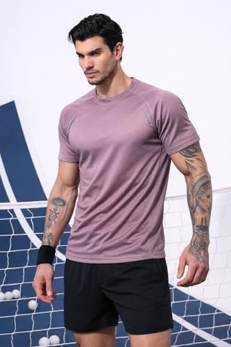 Image of Kvetoo Mens Dry Fit Gym T Shirt Quick Dry Sweat Proof Breathable Workout Tee Muscle Fit Athletic Sports T Shirt for Gym Running Training