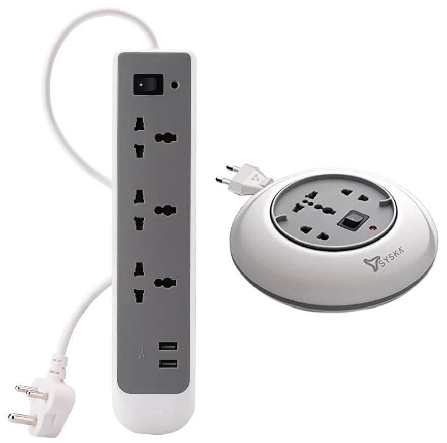 Image of SYSKA Power Wheel - Extension Board+3 Way Spike and Surge Guard with USB