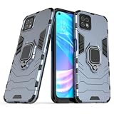 TiHen Compatible con Cover Oppo A73 5G, Staffa Dell'anello+Vetro Temperato [2 Pezzi] per Supporto Magnetico, Case Custodie Protettiva Bumper-Blu