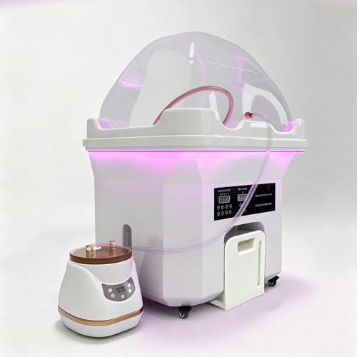 Generisch Neueste Head Spa Mobiles Waschbecken mit 60L Wassertank und Abwassertank inkl. Dampfhaube Verneblung Phototherapie und 4 Rollen für Salon und Friseur Konstanttemperatur-Wasserfall
