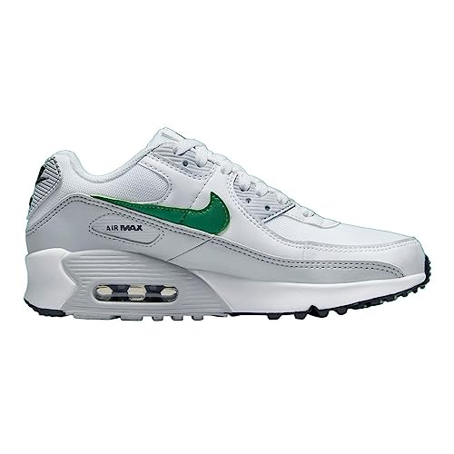 Nike Air Max 90 GS Running Trainers DV3032 Sneakers Shoes (UK 5 US 5.5Y EU 38, White malacite University red 100)3