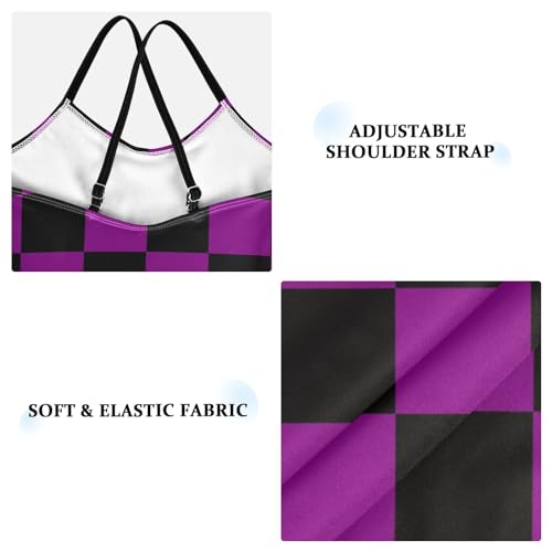 Image of Black and White Chess Girls One Piece Swimsuits Board Marble Tile Sport Halter Swimwear Beach Bathing Suit 3T