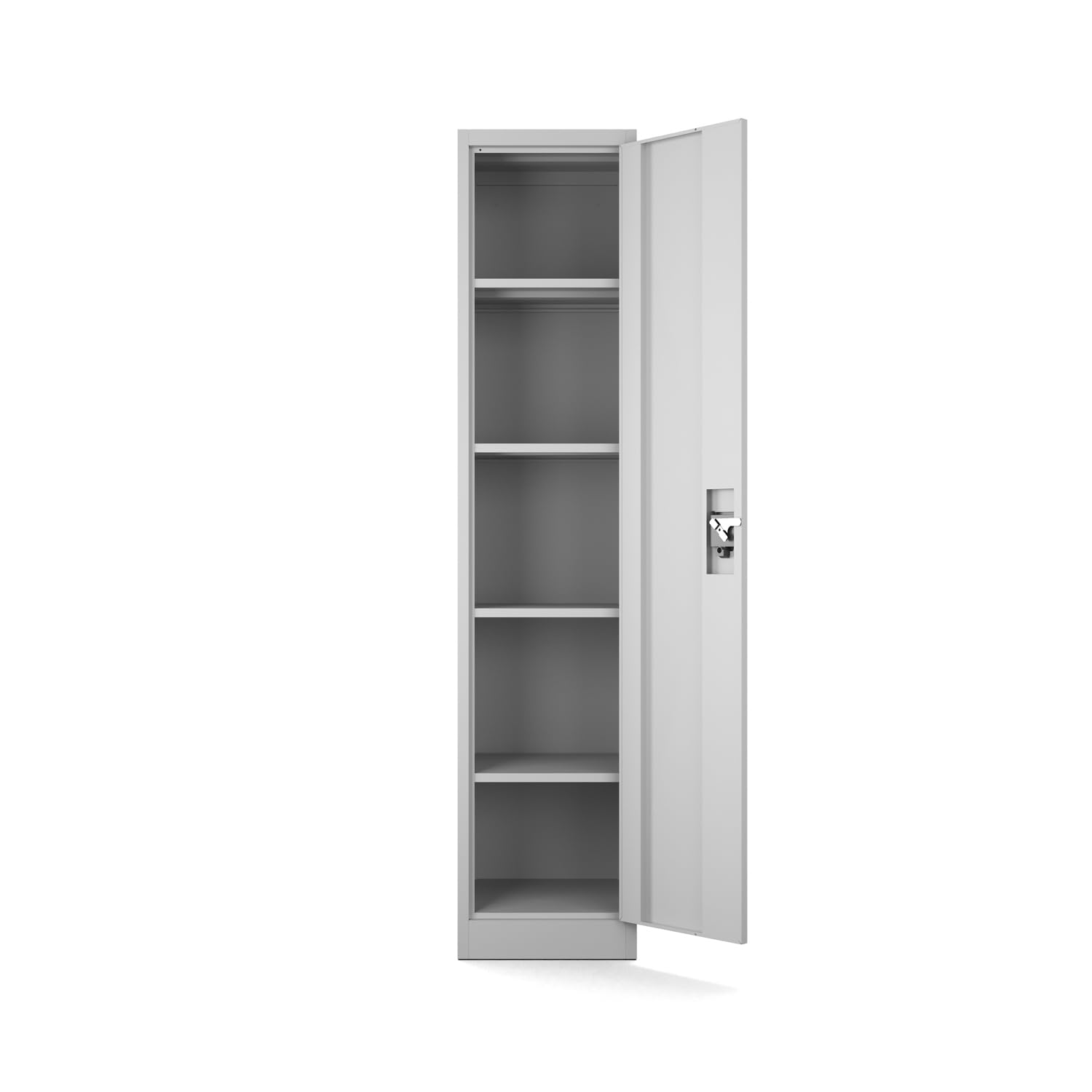 murando - Aktenschrank mit 4 Fachböden, Metallschrank Abschließbar, Büroschrank, Mehrzweckschrank, Pulverbeschichtet - 185x40 cm x 40 cm tief, Hellgrau