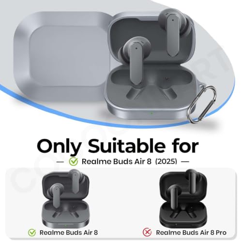 Image of Soft Silicone Case Cover Compatible for Realme Buds Air 8 (Master Grey)