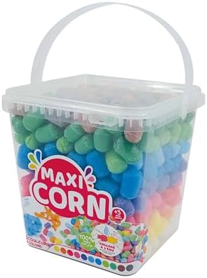 Seau MaxiCorn 380 Flocons De Maïs – 12 Couleurs – Activité Sensorielle Et éducative – Sans Colle, Collage à L’eau – Dès 3 Ans – Jaune