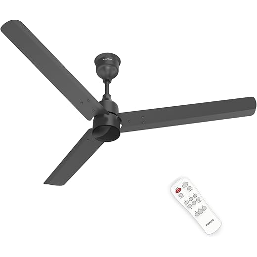 Polycab Wizzy Plus 1200mm 5-Star BLDC, Remote Ceiling fan for Living Room| 55% Energy Saving, 100% Copper, High Air Delivery, Reversible & Timer | 3+1 yr WarrantyMatt Black