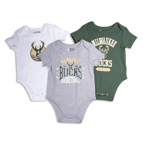 Image of Ultra Game Unisex NBA Official Baby Super Soft Cotton 3 Pack Baby Creeper Bodysuit