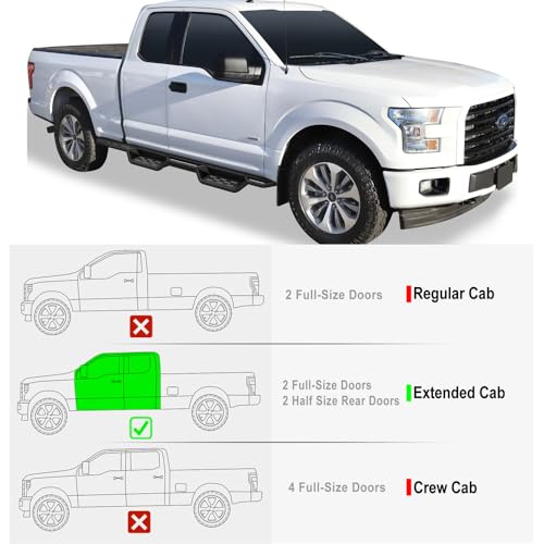 Estribos tubular negros para Ford F150 y Super Duty miniatura 2