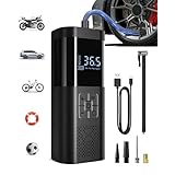SERVOMASTER ポータブルタイヤインフレータ、自動シャットオフ、LEDライト、バイクバイク、ボール