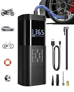 SERVOMASTER Elektrische Luftpumpe, Tragbare Akku Fahrradpumpe mit alle ventile, Akku Kompressor für Fahrrad und Auto, 150 PSI, Wiederaufladbare Reifenpumpe für Fahrrad, E-Bike, Auto, Motorrad, Bälle