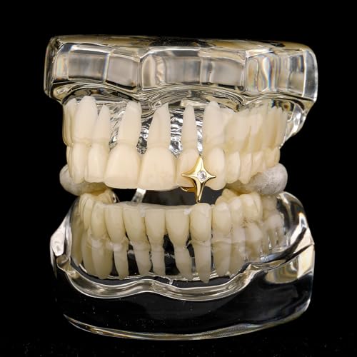 2 Piezas Grillz para Dientes Chapados en Oro 14K Hip Hop miniatura 2