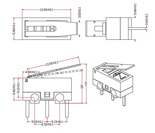 Cylewet CYT1073 25Pcs Ac 1A 125V 3Pin Spdt Limit Micro Switch Long Hinge Lever thumb #4