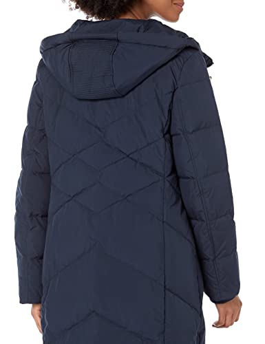 Marc New York By Andrew Marc Women's Long Puffer Down Luxurious Dtm Faux Fur Trimmed Hood, Ink, Large #TOP2
