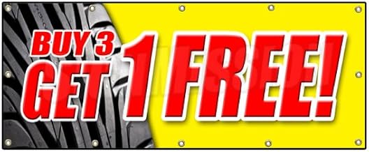 48"x120" Buy 3 Tires GET 1 Free Banner Sign Huge Sale 25% Discount tire