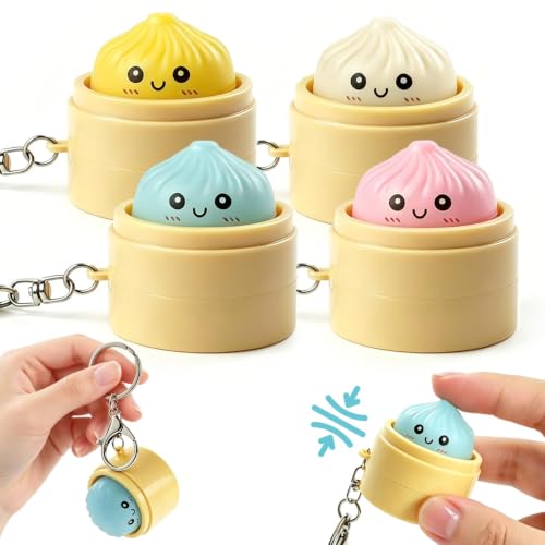 4 Pack Keychains Cute Fidget Clicker Keychain Funny Faces Clicker Portable Click Fidget Keychain for Kids and Adult