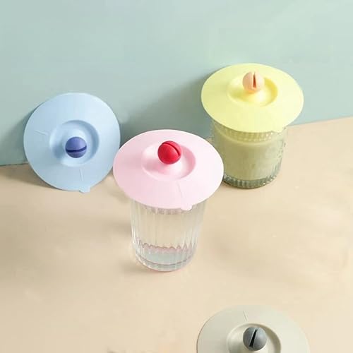 Miniatura 6 de Tapas de silicona para tazas, 4 unidades, cubierta de silicona antipolvo, de grado alimenticio, para taza de vidrio, reutilizable, con soporte de