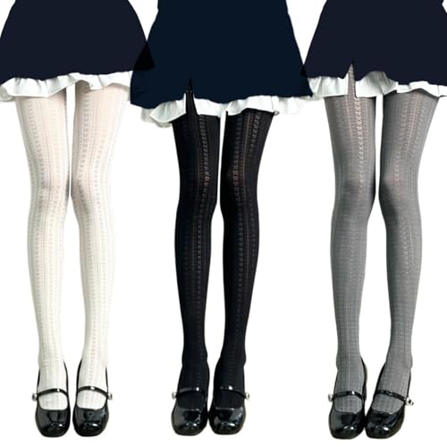 Japanese Bowknot Pattern Thin Tights for Women Breathable Leggings Student Solid Color Pantyhose Stockings3