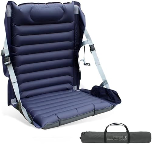 Dunuiovエアー椅子 アウトドア 折りたたみ椅子 アウトドア用チェア コンパクトチェア 座椅子 背もたれ付 屋外・室内に最適 30秒膨張 足踏み式 登山/海水浴/日光浴/キャンプなどに対応 (ネイビー)