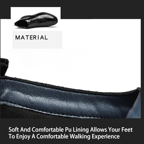 Men'S Leather Alligator Printed Low Heel Ankle Boots Fashion Round Toe Side Zipper Softsole Oxford Dress Boots For Driving Office Work3