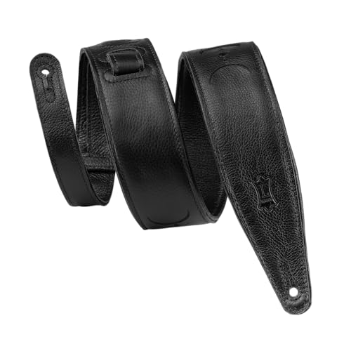 Sangle de guitare rembourrée en cuir noir Levy's MG317MP avec broderies phases lunaires