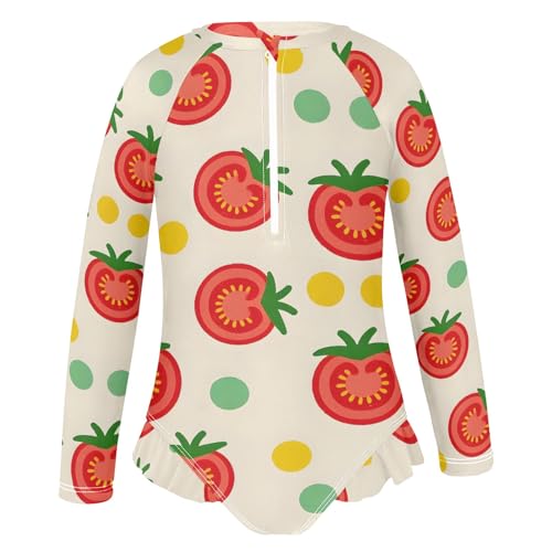 ALAZA Toddler Swimsuit Girl Bathing Suit Swimwear Rash Guard Sliced Tomatoes Long Sleeve 3T2