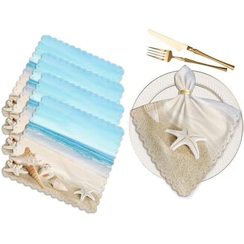 Yibeas White Shells Cloth Napkins Set Cover