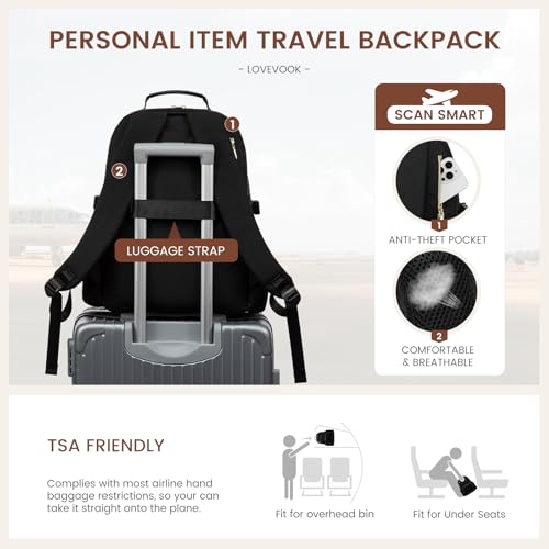 Image of LOVEVOOK Laptop Backpack for Women with Pouch Pocket for Large Capacity Cup,18 Inch Laptop Computer Bag Travel Backpack Purse,Waterproof Work Business Backpack College Teacher Bags,Black