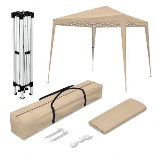Wasabi - Carpa Plegable 3x3 m – Resistente al Agua - Incluye Vientos y Piquetas de Fijación - Estructura de Acero - Cenador para Jardín – Pérgola Playa - Camping Fiestas (Beige)