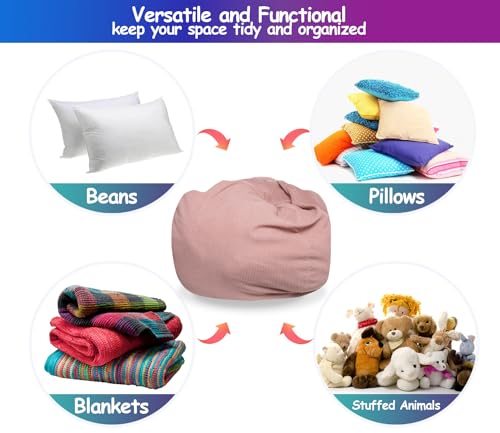 Image of Bean Bag Cover for Organizing Plush Memory Foam Stuffed Animal Bean Bag Storage Soft Washable Premium Corduroy Organizer Keep Room Clutter Stuffable (Without Filling) X-Large