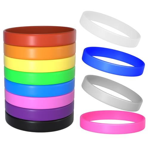 Morcheiong 12 Pieces Silicone Bracelets Solid Color Rubber Wristbands for Adults Teen Party Favors, 12 Colors