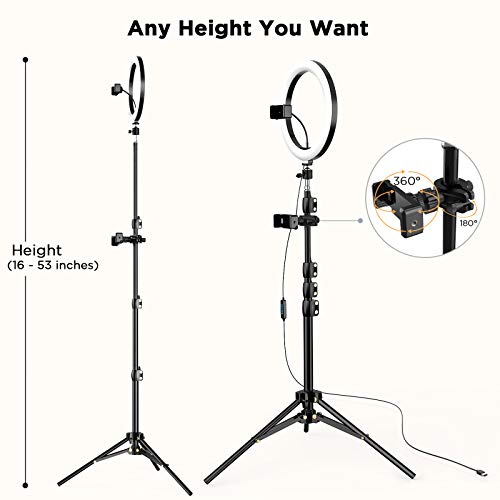 10.2 inch Selfie Ring Light with Tripod Stand & 2 Phone Holders, LETSCOM Dimmable Led Beauty Camera Ringlight for Makeup/Photography/YouTube Videos/Vlog/TIK Tok/Live, Compatible with iPhone & Android - Thumbnail 4