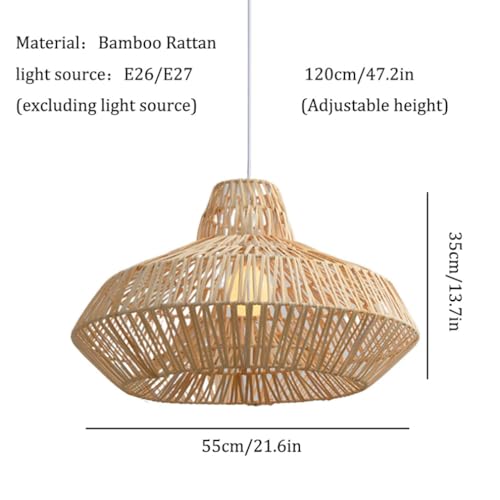 Lustre en rotin réglable pour corriger un plafond bas avec élégance rustique