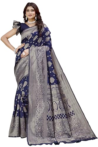 Image of Shasmi Women's Banarasi Saree Pure Kanjivaram Silk Saree Soft new ladies 2025 Design Wear Pattu Sarees Party Sari collections With Blouse Piece for Wedding sadi (PARI-218)