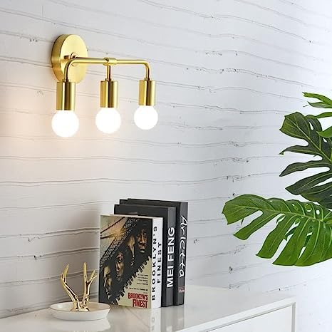 3-Light Brushed Gold Wall Sconce Traditional Style Restaurant Bar Vintage Fixture Home Decor Fixture-AC