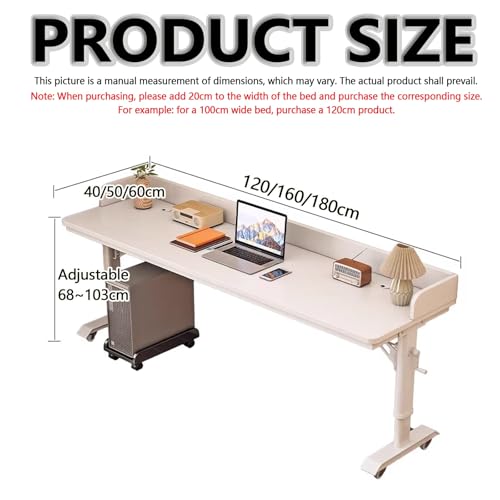 Table pour lit a roulette réglable en hauteur et bureau mobile - 3