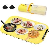 Elektrisches Warmhalte-Tablett für Lebensmittel, Vollflächige Heizung Speisenwärmematte, Rollbare & Tragbare Speisenwärmer, Speisenwärmer für Partys Buffet, Warmhalteschalen für Buffets Party (Yellow)