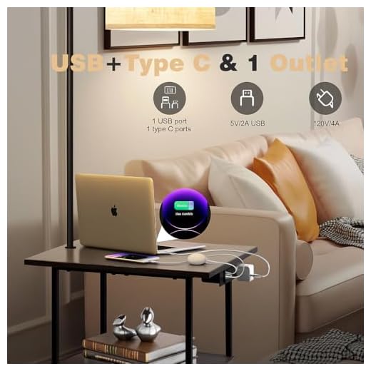 Sturdy Floor Lamp with Charging Table