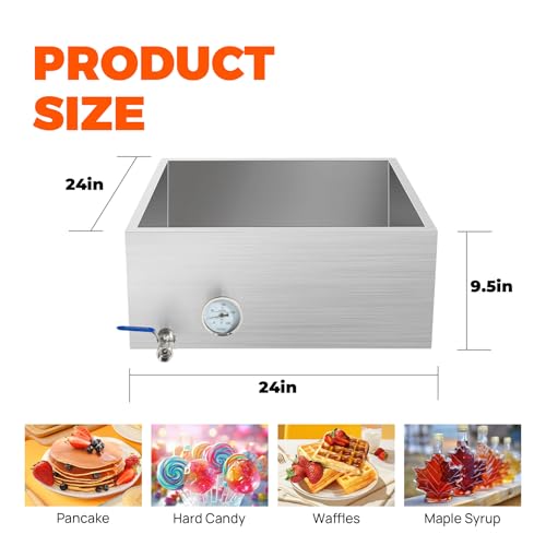 Image of 24x24x9.5 Inch Maple Syrup Evaporator Pan, 304 Stainless Steel with 1 Valve, Professional Grade for Efficient Home Syrup Boiling