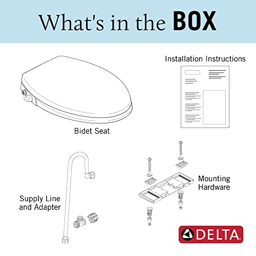 Delta Faucet Refresh Elongated Bidet Toilet Seat, Bidet Attachment for Toilet, Elongated Toilet Bidet, Elongated Toilet Seat, Bidet Sprayer, Toilet Water Spray, White 833004-WH