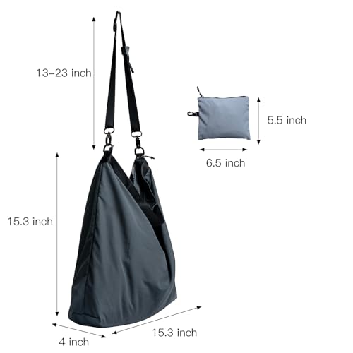Lightweight Foldable Nylon Crossbody Bag, Stylish Compact Polyester Packable Totes, Simple Collapsible Handbag for Travel, Gym, Sports, Everyday Use - Gray3
