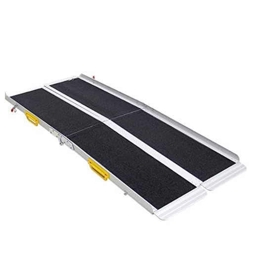 Aluminum Foldable Wheelchair Ramp with Grip, Portable for Mobility Scooters and Wheelchairs