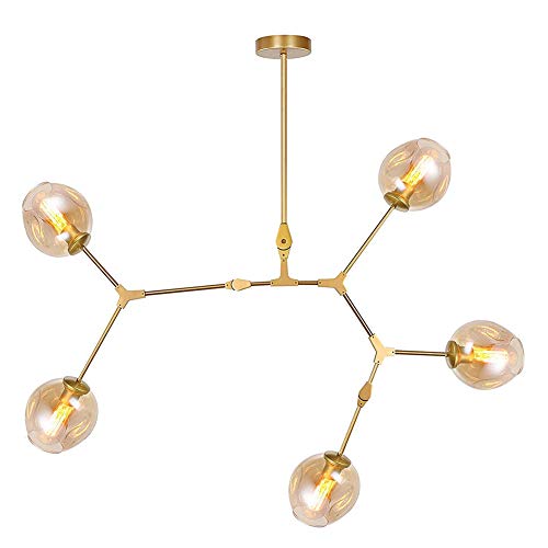 Lustre moderne en verre ambre réglable pour l'éclairage de votre salon