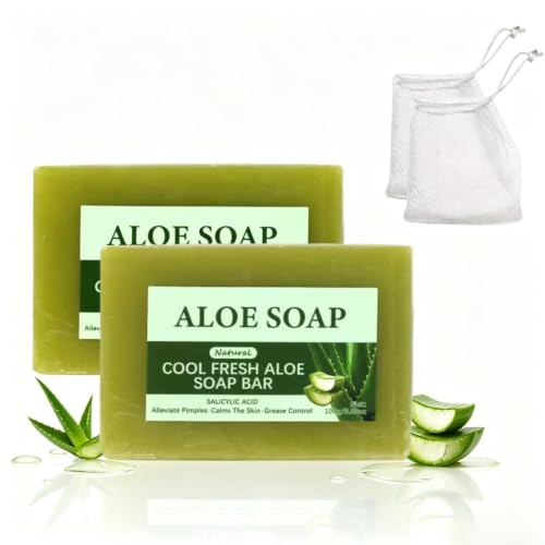 Image of Aloe Vera Soap Bar 2PCS with Bubble Net- Deep Gentle Cleansing Face & Body
