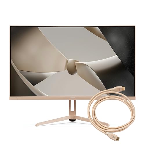 Image of Pixio PXC248 Wave Beige 24 inch 200Hz 1080p 1500R Curve Fast VA 1ms GTG Adaptive Sync Gaming Monitor with Beige HDMI 2.1 Cable Certified Ultra High Speed 6FT 8K 60Hz 4K 120Hz Nylon Braided