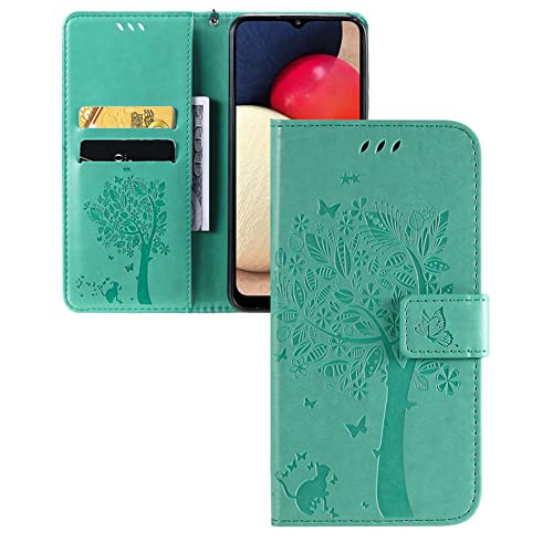 Compatible con Samsung Galaxy A20E Custodia a Libro Portafoglio Slot per Schede Magnetico Ultrasottile Antiurto Flip Cover per A20E Case Wishing Tree KTX verde