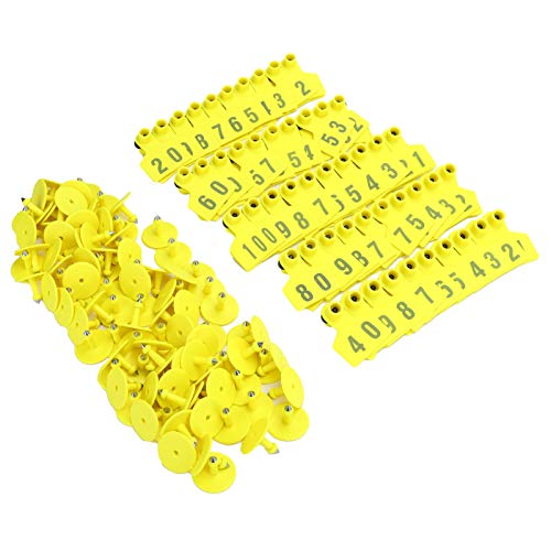 Qukaim Livestock Supplies - Juego de 100 etiquetas para orejas de cerdo de granja, para suministros de cría de aves de corral, plástico duradero, colores brillantes, 3.5 x 2 pulgadas