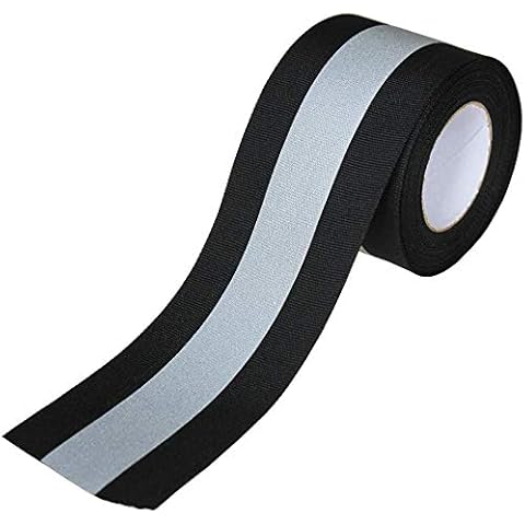 Silver Reflective Tape Sew On for Chothing Safety Fabric Webbing Trim Strip 5cm x 5meter (Black) Cover