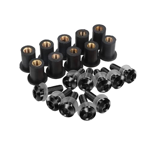 Juego tornillos motocicleta 10 Uds Kits Pernos Parabrisas Tornillos Parabrisas Para Kawasaki Para ZX6R Para ZX7R Para ZX10R Para ZX14R Para ZZR(Negro)