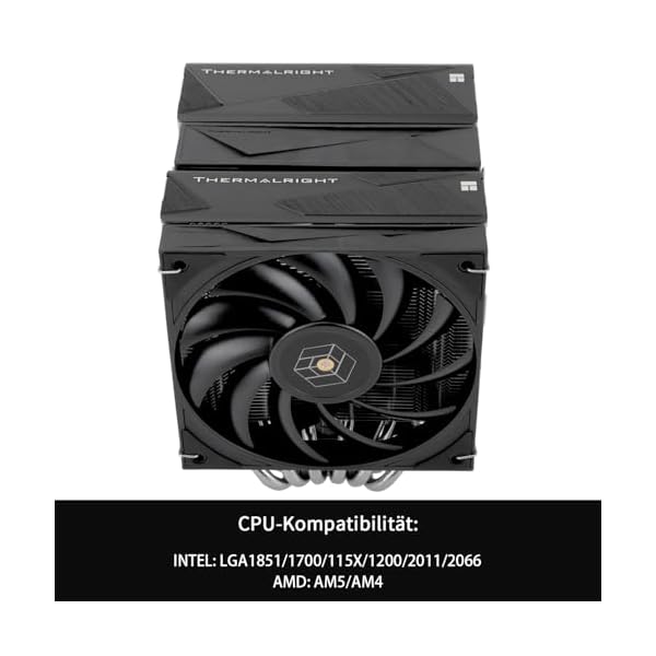 Thermalright Royal Knight 120 - Enfriador de aire para CPU (doble torre, 6 tubos de calor, 2 ventiladores PWM de 120 mm, RAM sin obstáculos, para AM4/AM5; Intel 1851/1700/1150/1151/1200/2011) - Image 4