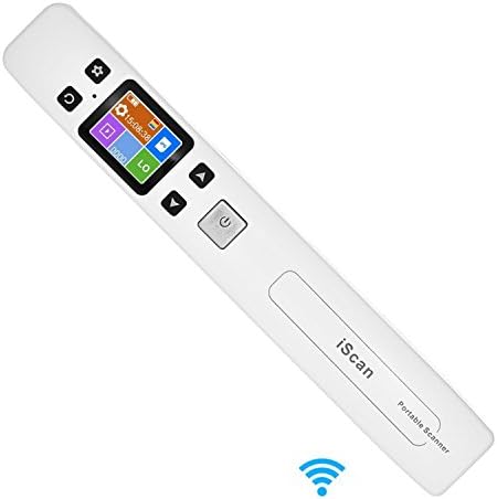 Handheld USB Mobile 1050DPI High Speed Portable Wand Document&Image Scanner A4 JPG/PDF Color/Mono Formate LCD Display(for Business, Photo,Printer,Picture, Receipts,Books) 10×1.6×1.1inch (White-WiFi)